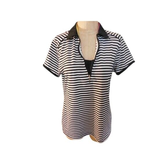 Nancy Lopez Size M Medium Desert Dry Striped Golf Activewear Top - Picture 2 of 3